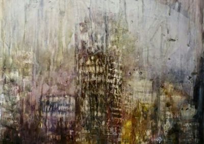 Tarde de lluvia. 80x60. Acuarela sobre yeso